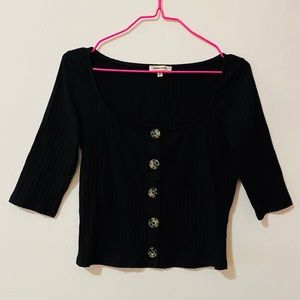 Black Fitted Crop Top 🖤 | Size: Small